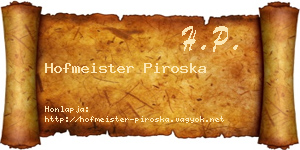 Hofmeister Piroska névjegykártya