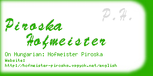 piroska hofmeister business card